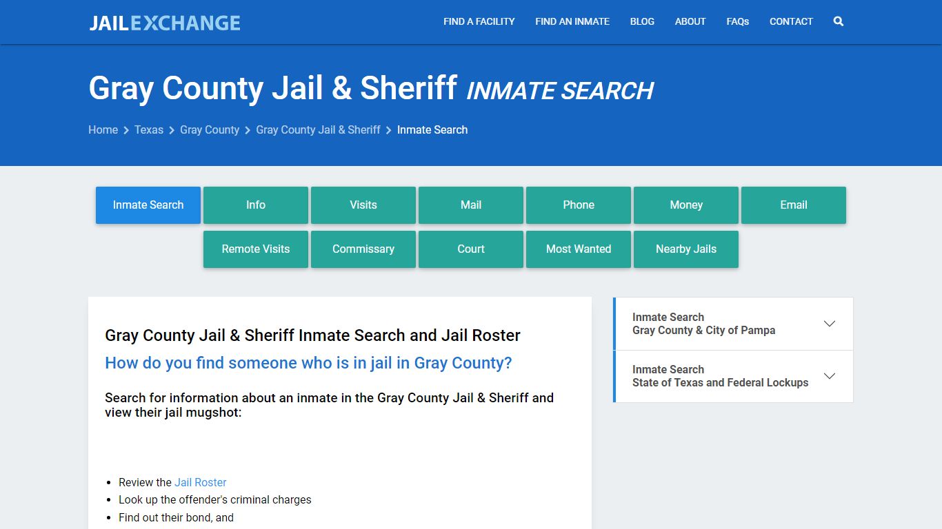 Inmate Search: Roster & Mugshots - Gray County Jail & Sheriff, TX