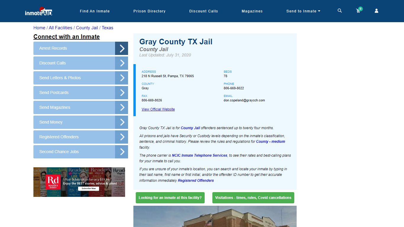 Gray County TX Jail - Inmate Locator - Pampa, TX