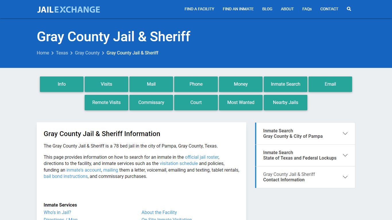 Gray County Jail & Sheriff, TX Inmate Search, Information
